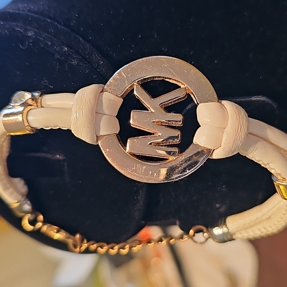 Michael Kors Gold and Cream MK Bracelet - Picture 2 of 4